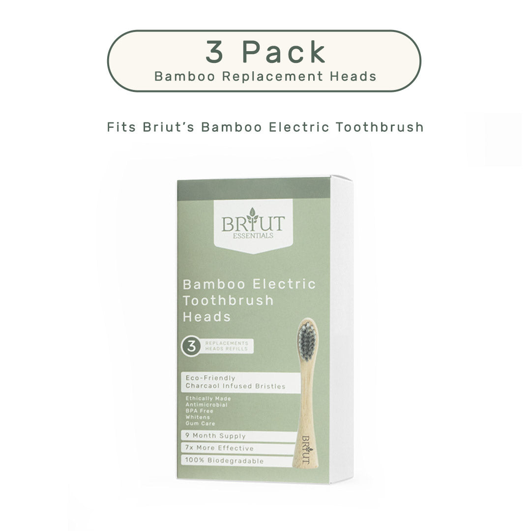 3-pack bamboo replacement heads for Briut Sonic electric toothbrush