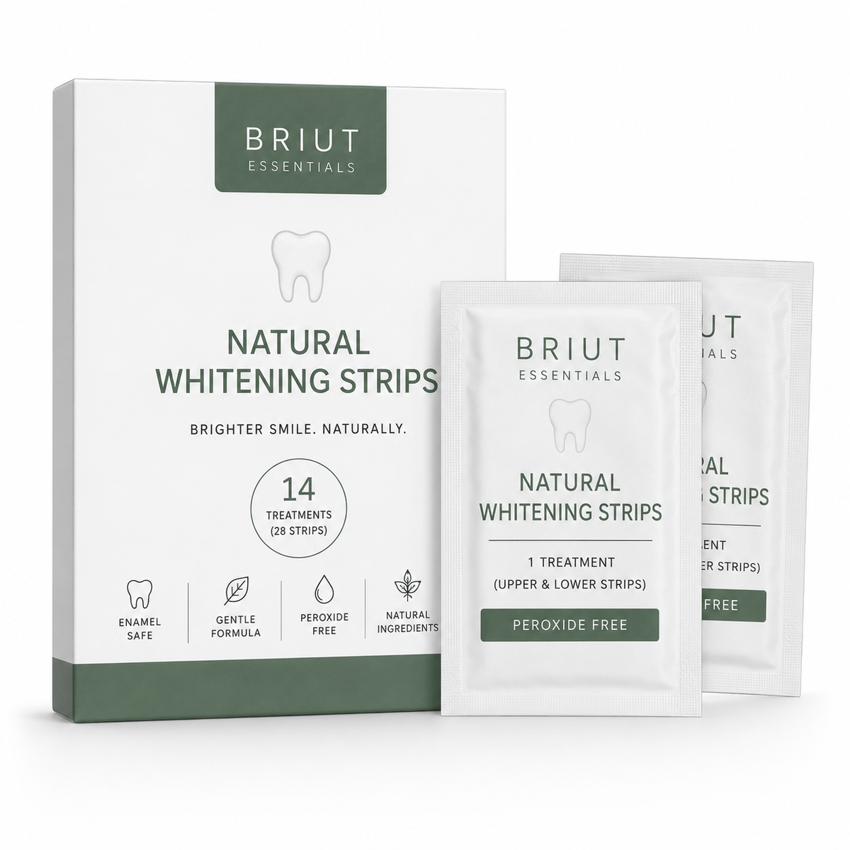 Natural Whitening Strips – (Peroxide-Free, 14 Treatments)
