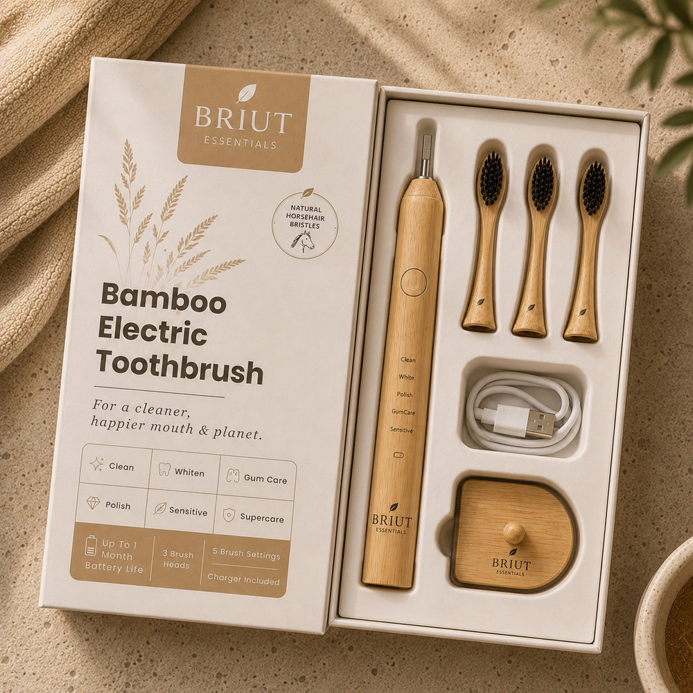 Pure Sonic Bamboo Toothbrush with 100% Natural Horsehair Bristles