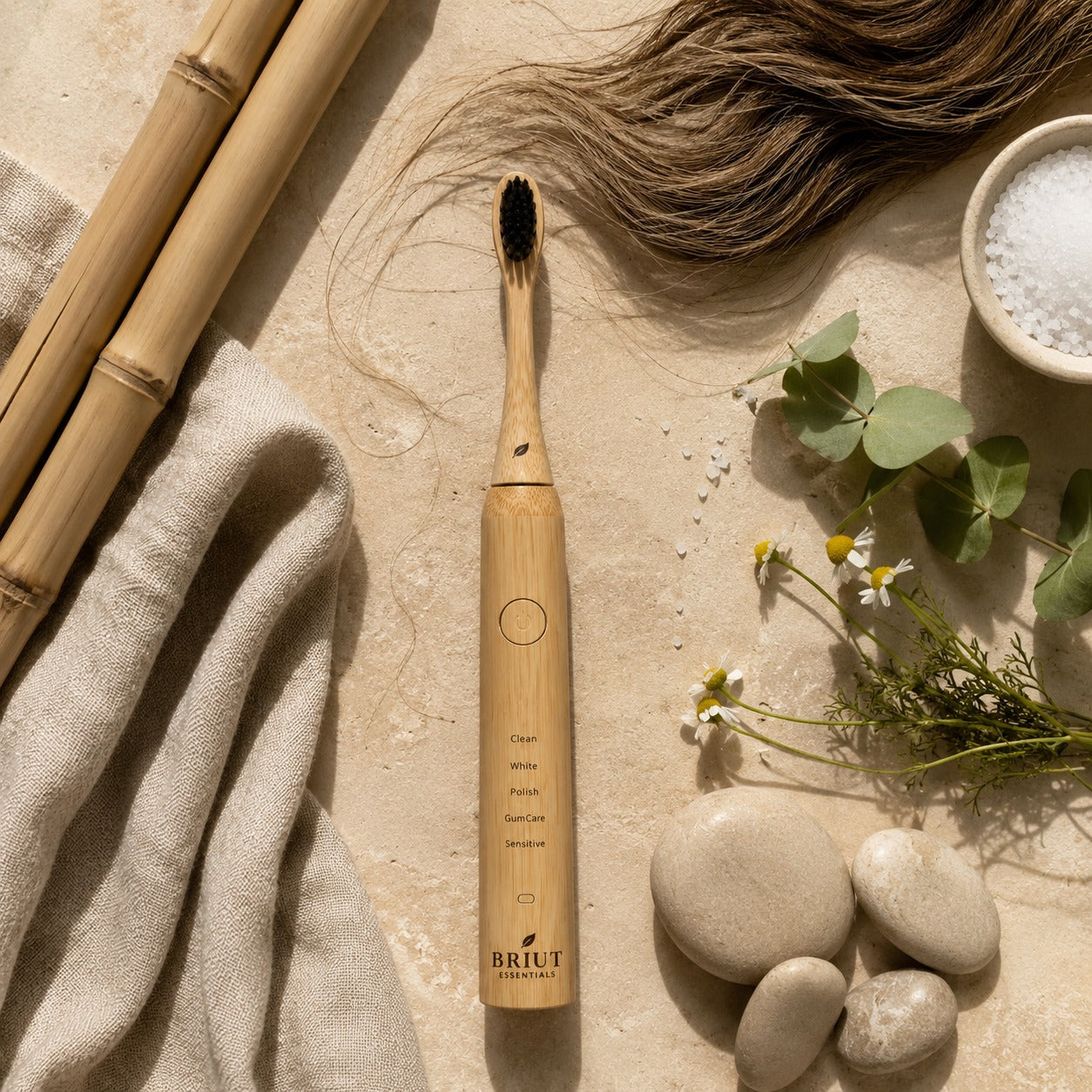Pure Sonic Bamboo Toothbrush with 100% Natural Horsehair Bristles
