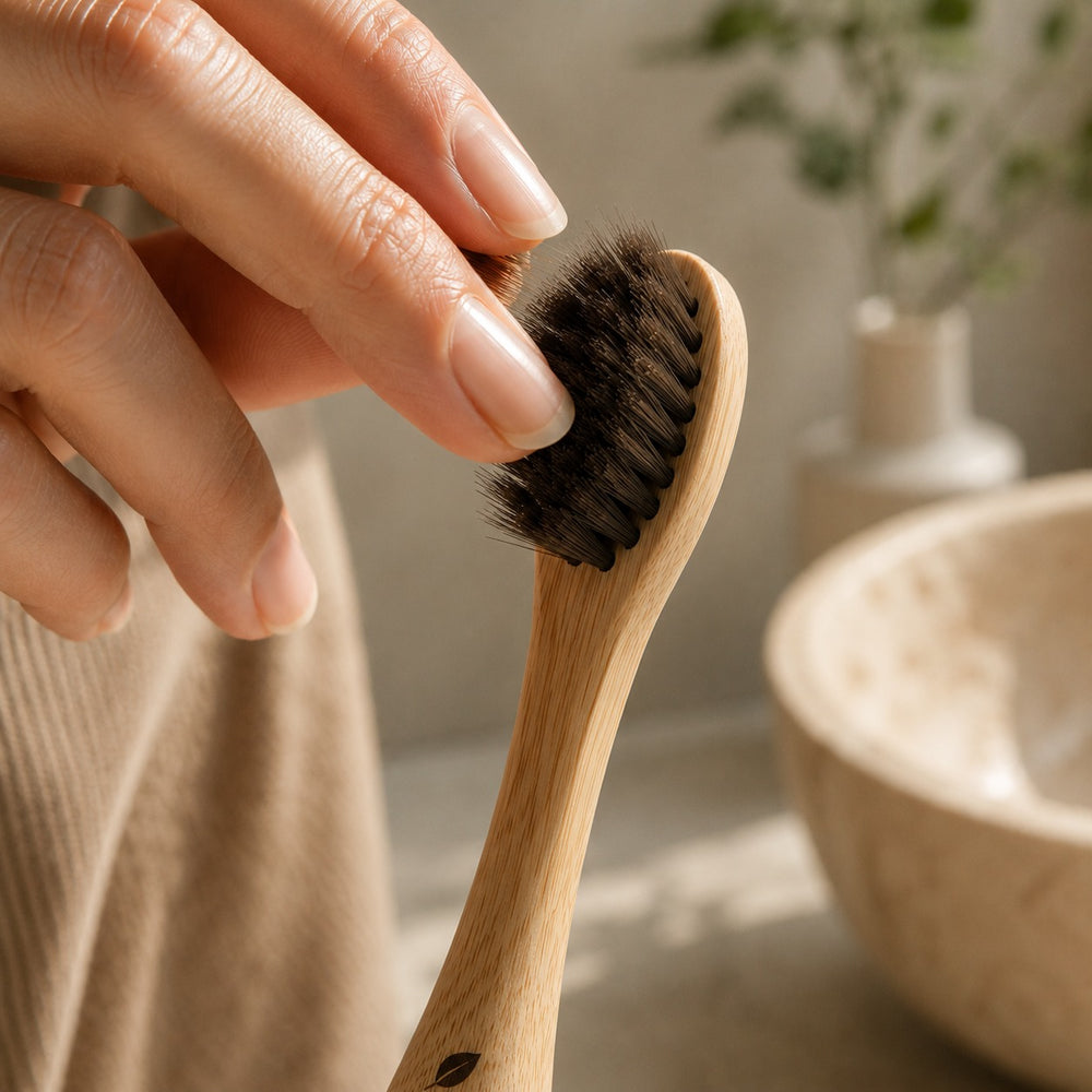 Pure Sonic Bamboo Toothbrush with 100% Natural Horsehair Bristles