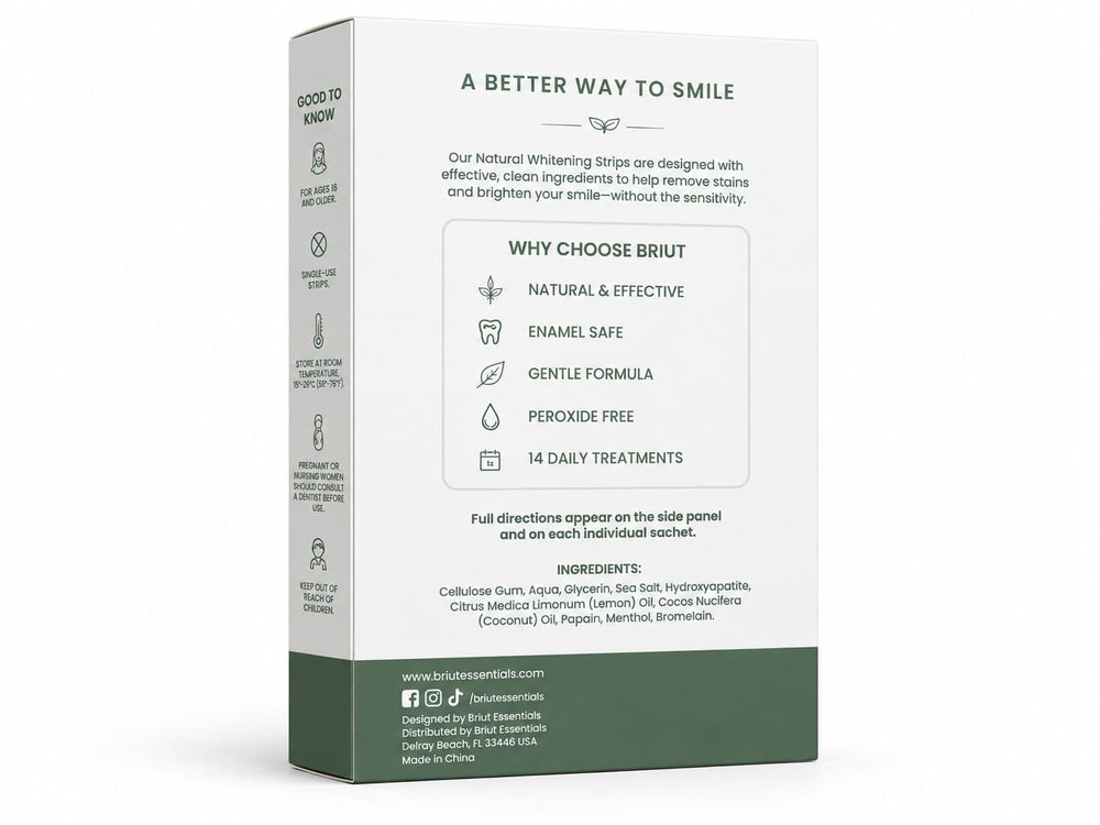 Natural Whitening Strips – (Peroxide-Free, 14 Treatments)