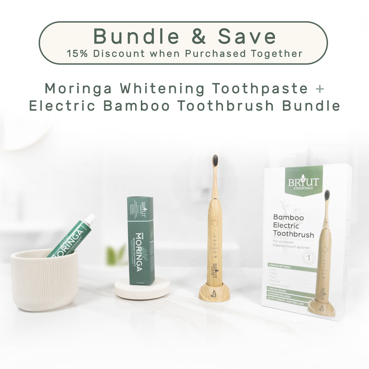 Moringa Toothpaste + Electric Bamboo Toothbrush Bundle